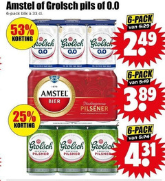  grolsch amstel alcoholvrij bier blikjes 6 25 33 1870 pils 0.0 pack blik fris tan traditiegetrouw pilsener meesterschap premium pilsner 