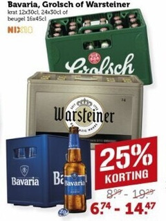  grolsch bavaria warsteiner krat bier 24x30cl beugel b 