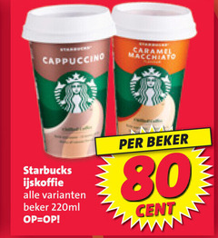  starbucks ijskoffie 80 cappuccino caramel macchiato beker cent 