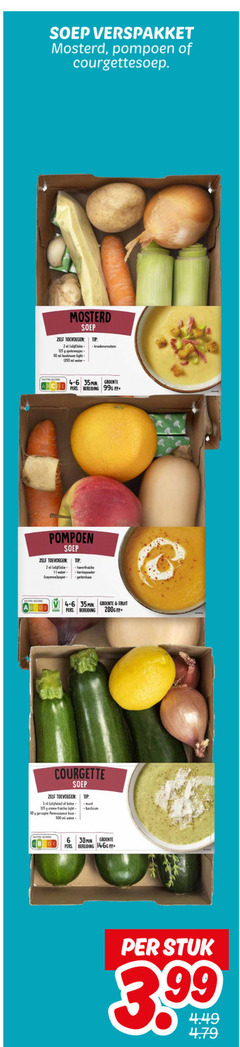  2 3 6 11 35 50 500 2006 soep verspakket mosterd pompoen spekreepjes ml kookroom water tip groente pers pp olijfolie cayenne peper min fruit courgette boter fraiche geraspte parmezaanse kaas stuk 99 