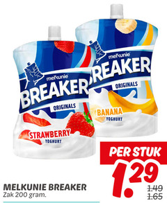  200 melkunie breaker originals strawberry yoghurt zak banana stuk 