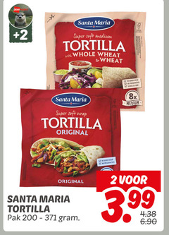  2 200 santa maria super soft medium tortilla with whole wheat wrap original added sugar preservatives source fibre 8x pak 3.99 