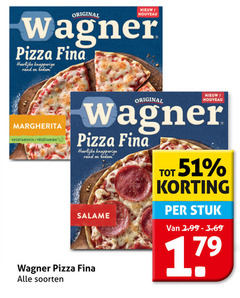  wagner diepvriespizza original nouveau pizza knapperige rand bodem margherita vegetarisch salame soorten stuk 