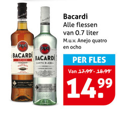  12 99 bacardi spiced establecido carta blanca flessen liter anejo quattro fles 