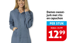  dames jurk rits capuchon stuk elders 