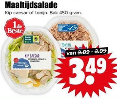  450 maaltijdsalade kip caesar tonijn bak metaal 