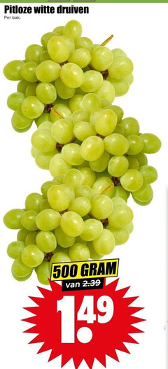  500 pitloze witte druiven bak 