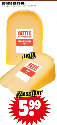  kaas 1 goudse 48 jong belegen voordeelstuk kilo xxl 5.99 