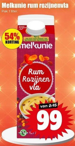  1 99 melkunie rum rozijnenvla pak liter vla mist vin natuurlijke materialen rozijnen 