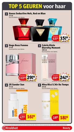  1 2 3 4 5 25 30 33 50 100 top geuren haar guess seductive noir red blue ml eau toilette dames hugo boss femme parfum calvin klein eternity moment hdd 2.5 oz sander sun spray vaporisateur nina ricci du temps jilsander natural kruidvat 2e halve artikel combinatie beauty 