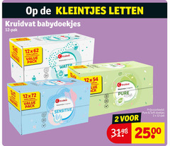  kruidvat huismerk billendoekjes 2 12 99 kleintjes babydoekjes pak pack stuks 12x72 lingettes water sensitive soft doekjes 
