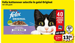  40 felix kattenvoer gelei original purina kleurstoffen sans colorants omni pouch jumbo pack 10x mix mixte rund kip tonijn zalm boeuf poulet thon saumon pak maaltijd 