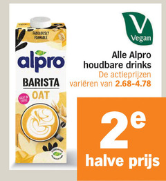  alpro soja melk houdbare drinks barista varieeren coffee 2 halve 