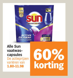  sun vaatwasmiddel 11 60 brilliant shine all active oxygen cleaning short eco dry technology be your shining like new vaatwas capsules varieeren 