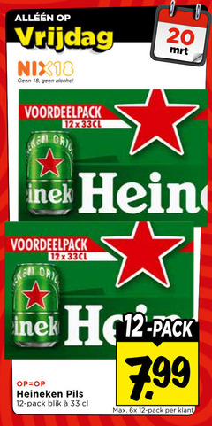  heineken blikjes bier 12 18 20 33 vrijdag alcohol 00 12x pack pils blik 6x 