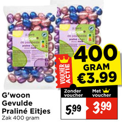  paaseitjes 400 gevulde pralinee eitjes zak voucher gwoon 3.99 5.99 3 99 