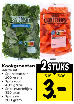  2 200 350 400 spinazie snack worteltjes to kookgroenten stuks sperziebonen spitskool 