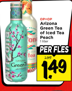  arizona ice tea 1 original le green iced peach liter fles 