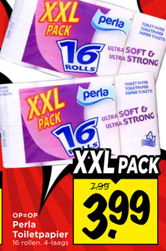  perla toiletpapier 4 16 xxl pack rolls rollen toilet paper papier toilette ultra soft strong 3.99 