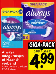  inlegkruisjes maandverband 2 28 giga pack always ultra day 3x protection maand verband soorten pakken stuks daily protect 