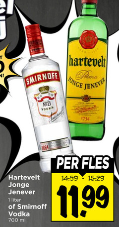  1 700 1864 smirnoff vodka hartevelt prima jonge jenever liter ml fles 
