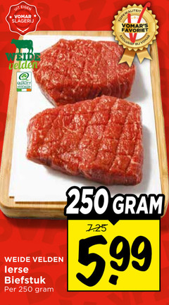  biefstuk 250 slagerij velden quality weide 5.99 