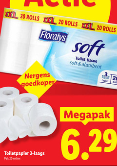  floralys toiletpapier 3 20 rolls xxl soft goedkoper toilet tissue absorbent pak rollen layers 