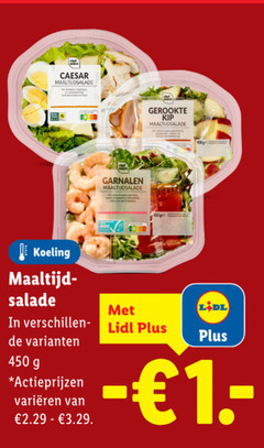  maaltijdsalade 450 caesar garnalen gerookte kip koeling maaltijd salade varieeren 