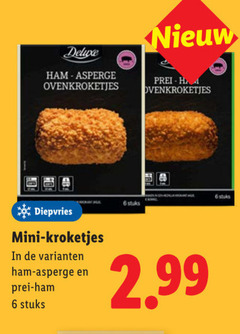  6 ham asperge prei diepvries mini kroketjes stuks 