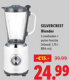5 silvercrest blender snelheden   pulse - functie inhoud   1 75 l bpa vrij     15.- 39.99 24.99 