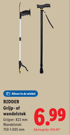 822 l alleen in de winkel ridder grijp - of wandelstok grijper   mm 750-1.005 6.99 adviesprijs     14.95   