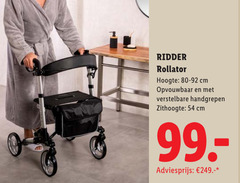 54 249 ridder rollator hoogte   80-92 cm opvouwbaar en met verstelbare handgrepen zithoogte 99.- adviesprijs     .-   