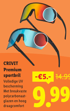  crivit premium sportbril uv bescherming breukvaste polycarbonaatplaten glazen hoog draagcomfort 