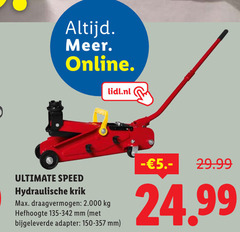  ultimate speed garagekrik online lidl.nl hydraulische krik draagvermogen hefhoogte mm bijgeleverde adapter 