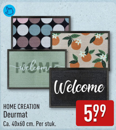 599   home creation deurmat ca. 40x60 cm . per stuk welcome 