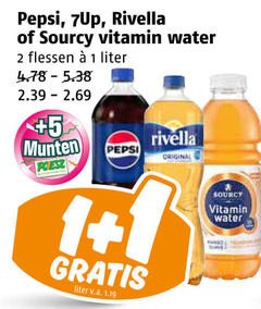  sourcy rivella pepsi fruitdrank frisdrank cola 1 2 vitamin water flessen liter 5 munten v.a. original source 