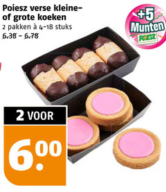  koeken 2 verse kleine pakken stuks 5 munten supermarkten 60 