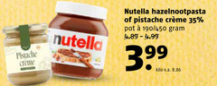  nutella hazelnootpasta 35 pistache creme pot 450 kilo v.a. 