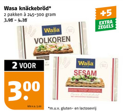  2 300 wasa pakken 5 zegels volkoren sesam kilo v.a. m.u.v gluten lactosevrij 
