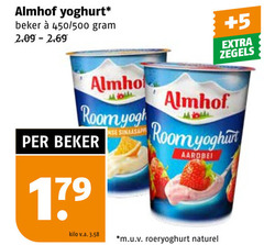  almhof vruchtenyoghurt yoghurt beker 450 500 5 zegels room sinaasappeldrink aardbei kilo v.a. m.u.v roeryoghurt naturel 