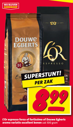  douwe egberts l or koffiebonen 9 10 99 500 cape espresso zak forza fortissimo aroma variatie excellent bonen 