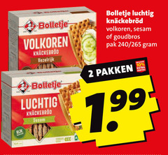  bolletje knackebrod 2 10 volkoren vezelrijk luchtig sesam goudbros pak 240 pakken 