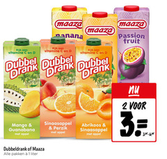  maaza dubbeldrank fruitdrank 1 2 3 rijk vitamine banana dubbel drank passion fruit mango guanabana appel pakken liter sinaasappel perzik abrikoos 