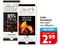  lindt chocolade 100 excellence cacao orange intense dark noir feuillet repen reep 