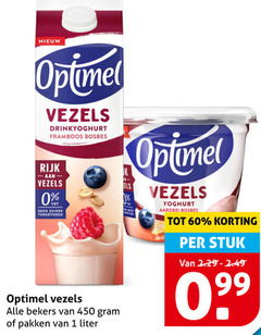  optimel drinkyoghurt 1 60 450 vezels framboos bosbes rijk suiker bekers pakken liter yoghurt aardbei stuk 