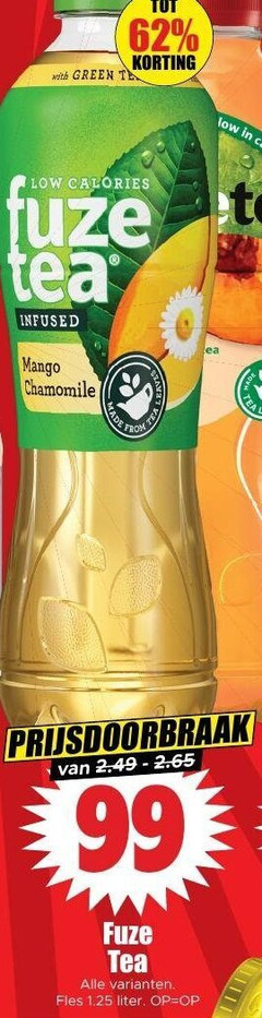  fuze tea ice 99 with green calories infused mango chamomile from fles liter 