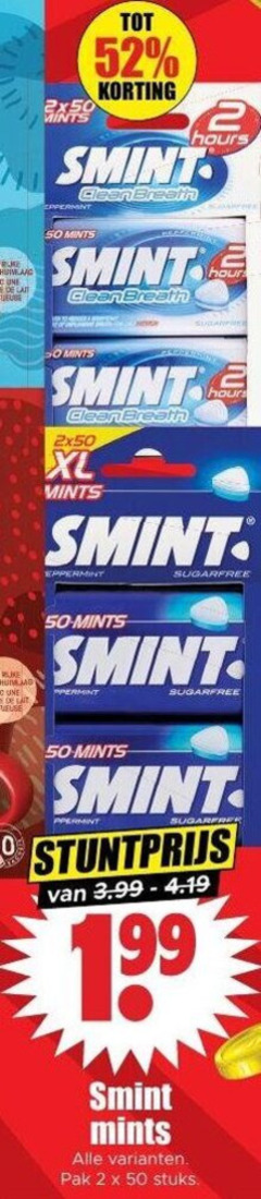  smint kauwgom 2 10 50 la hours clean breath go mints xl sugarfree peppermint pak stuks 