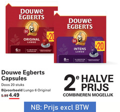  douwe egberts koffiecups 2 6 20 12 original lungo aluminium capsules 8 doos stuks 5.99 halve combineren 