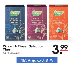  pickwick thee 25 250 350 since finest selection earl grey with hint bergamot cornflower forest fruit elderberry lemongrass rooibos cinnamon orange black flavoured tea and pak zakjes 3.99 