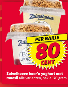 zuivelhoeve vruchtenyoghurt 80 bakje cent yoghurt muesli 